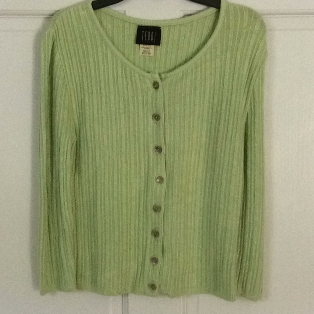Teddi Petite 3/4 Sleeve Light Green Cardigan